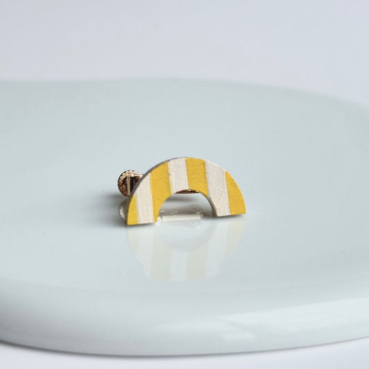 アーチイヤリング　ストライプ（イエロー×クリーム）