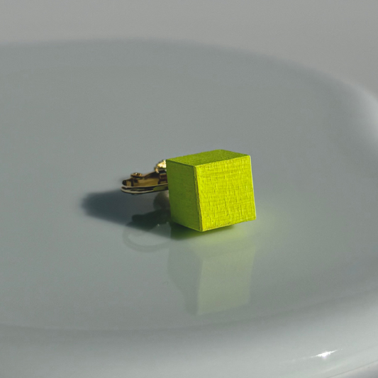 キューブイヤリングL　ネオンイエロー