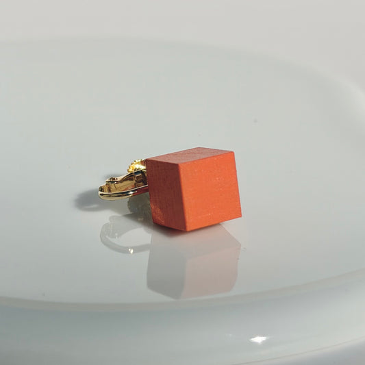 キューブイヤリングL　オレンジ